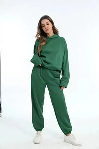 Tracey - Farbenes set aus Kapuzenpullover und Jogginghose für Damen in Dunkelgrün