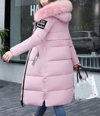 Langer Mantel mit Pelzkragen - Kora in Rosa