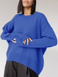 Frauke | Lässig Warmer Strickpullover in Dunkelblau