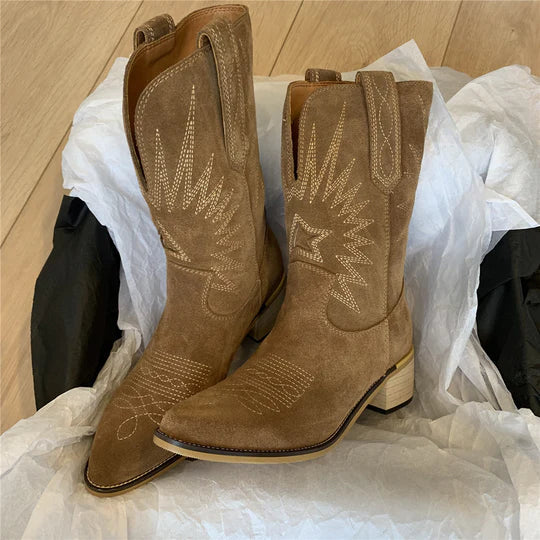 Klassische Damen-Cowboystiefel aus Leder – Elegantes Design für Jeden Anlass
