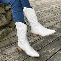 Klassische Damen-Cowboystiefel aus Leder – Elegantes Design für Jeden Anlass in Weiß