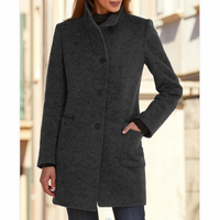 Klassischer Wollmantel für Damen mit Retro-Knopfverschluss – Eleganter Mantel für den Winter, Damenmäntel für jeden Anlass in Schwarz