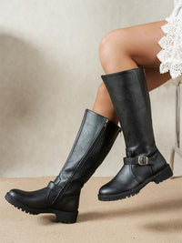 Adelheid | Damen Kniehohe Stiefel mit Blockabsatz in Schwarz