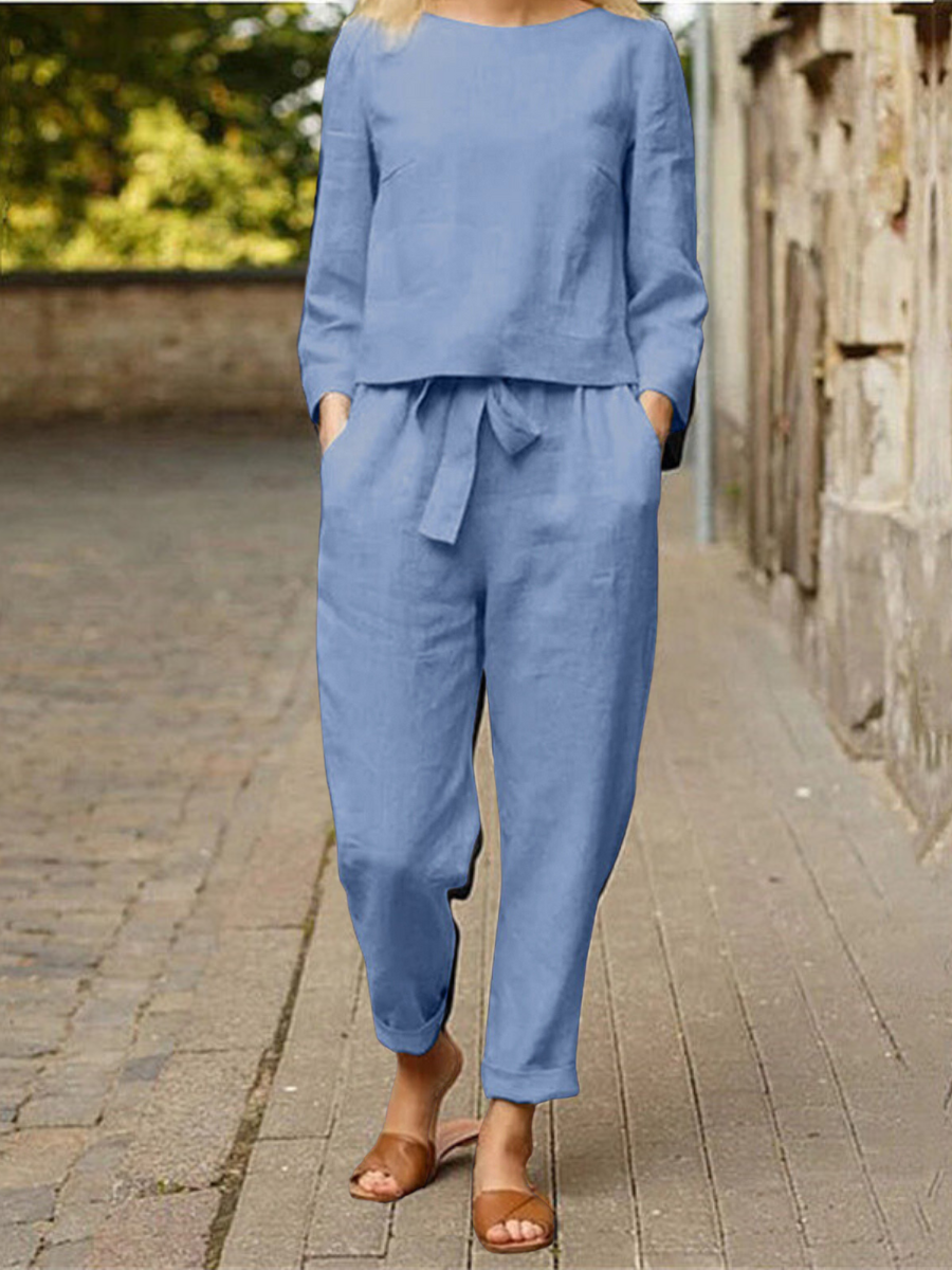 Langärmelige Bluse und Hose Set für Damen