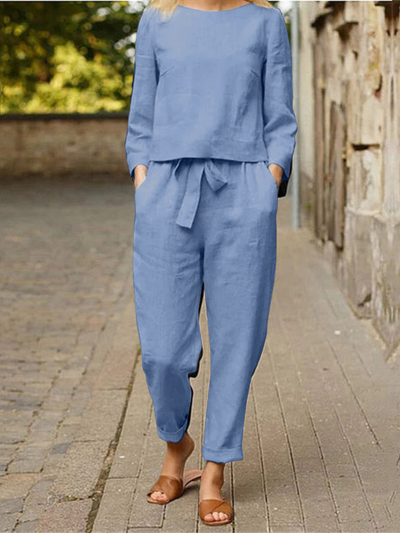 Langärmelige Bluse und Hose Set für Damen