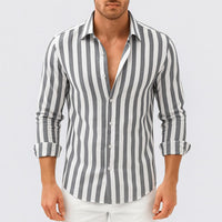 Scott | Herren Gestreiftes Button-Down Hemd in Grau