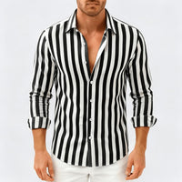 Scott | Herren Gestreiftes Button-Down Hemd in Schwarz