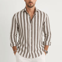 Scott | Herren Gestreiftes Button-Down Hemd in Khaki