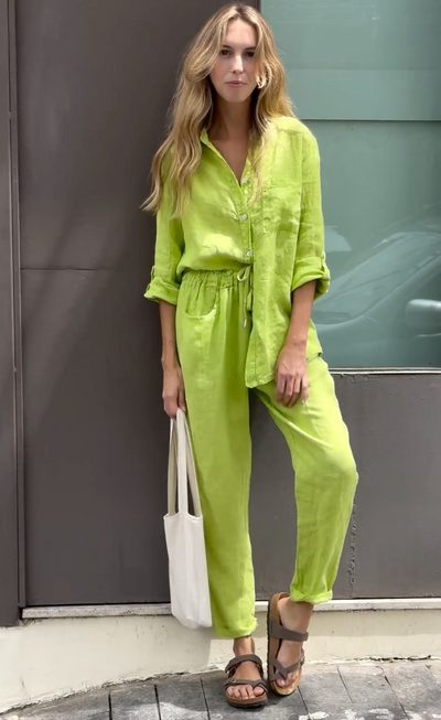 Marjan™ | Elegantes zweiteiliges Leinenhemd und Hosenset