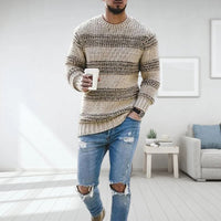 Pullover Herren Norwegisch Strick | Warm Grob Gestrickt Winter in Khaki