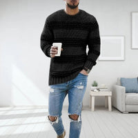 Pullover Herren Norwegisch Strick | Warm Grob Gestrickt Winter in Schwarz