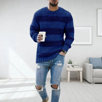 Pullover Herren Norwegisch Strick | Warm Grob Gestrickt Winter in Blau