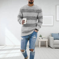 Pullover Herren Norwegisch Strick | Warm Grob Gestrickt Winter in Grau