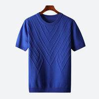 Herren Texturierter Strick T-Shirt in Königsblau