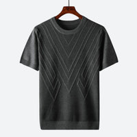 Herren Texturierter Strick T-Shirt in Grau