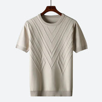 Herren Texturierter Strick T-Shirt in Aprikose