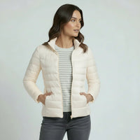 Sophie | Damen Leichter Winter Daunenjacke mit Hohem Kragen in Weiß