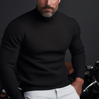 Rollkragenpullover Herren Elegant | Schmaler Schnitt in Schwarz