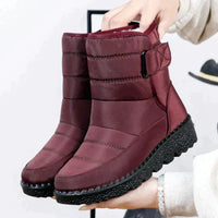 Winterschuhe Damen | Mittelhoch Mit Klettverschluss in Rot