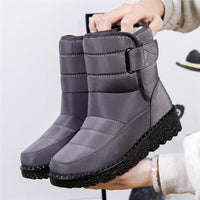 Winterschuhe Damen | Mittelhoch Mit Klettverschluss in Grau