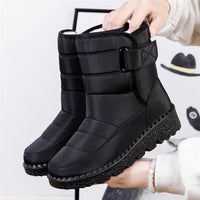 Winterschuhe Damen | Mittelhoch Mit Klettverschluss in Schwarz