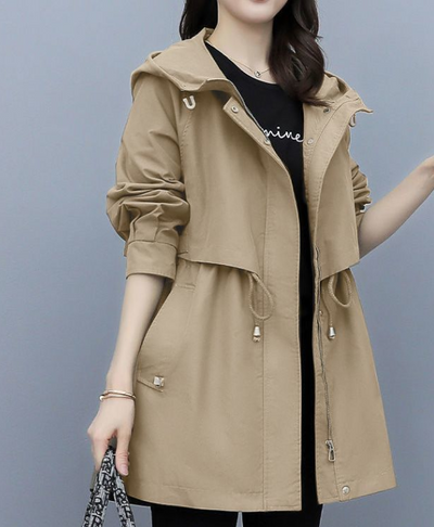 Lisa | Langer Wasserdichter Trenchcoat mit Kapuze