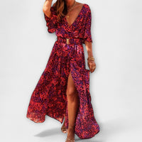 Sabine - Stilvolles Wickel-Maxikleid mit fließendem Design in Lila