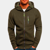 Lässiger Herren-Hoodie mit Reißverschluss und Komfort für Alltag und Freizeit in Olivgrün