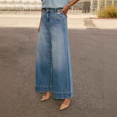 Layla | Retro Royal Mom Jeans mit weitem Bein