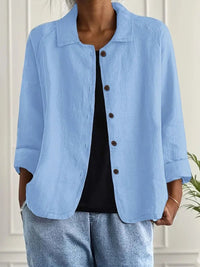 Leichter Damen Cardigan Hemd-Stil mit Knöpfen für Sommer und Alltag in Hellblau
