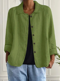 Leichter Damen Cardigan Hemd-Stil mit Knöpfen für Sommer und Alltag in Grün