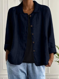 Leichter Damen Cardigan Hemd-Stil mit Knöpfen für Sommer und Alltag in Dunkelblau