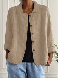 Leichter Damen Cardigan Hemd-Stil mit Knöpfen für Sommer und Alltag in Khaki