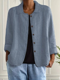 Leichter Damen Cardigan Hemd-Stil mit Knöpfen für Sommer und Alltag in Blau