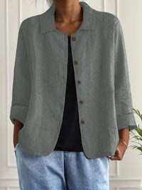 Leichter Damen Cardigan Hemd-Stil mit Knöpfen für Sommer und Alltag in Grau