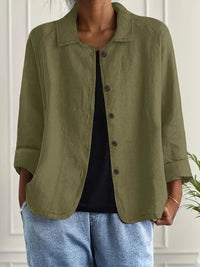 Leichter Damen Cardigan Hemd-Stil mit Knöpfen für Sommer und Alltag in Olivgrün