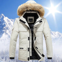 Leon | Warme Winterjacke für Herren Fleecegefüttert in Weiß