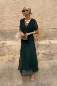 Livia | Elegantes Maxikleid für Frauen in Flaschengrün