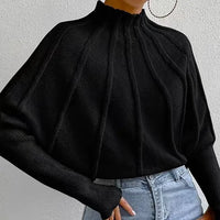 Elen - Rollkragenpullover mit elegantem Faltenwurf in Schwarz