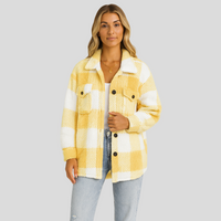 Lorren | Gemusterte Jacke mit Knopfleiste für Herbst & Winter in Gelb