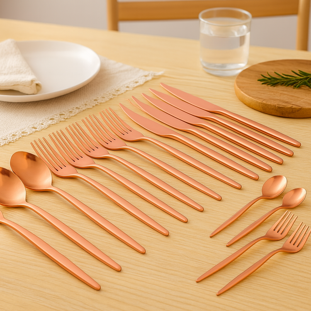 Lunarex | 30-teiliges goldenes Edelstahl-Besteckset