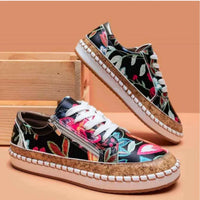 Orthopädische Sportschuhe mit Blumenmuster - Maddie in Schwarz