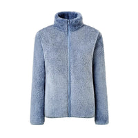 Plüsch-Zip-Up-Jacke mit Komfort-Passform - Maud in Babyblau