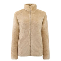 Plüsch-Zip-Up-Jacke mit Komfort-Passform - Maud in Hellkhaki