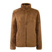 Plüsch-Zip-Up-Jacke mit Komfort-Passform - Maud in Braun