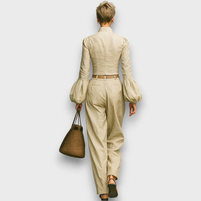 Serenya – Zweiteiliges Set mit Stehkragenbluse