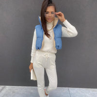 Trendige & warme Weste Jacke - Mina in Blau/Aprikose