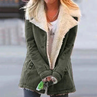Warm Gefütterte Winterjacke - Minke in Armeegrün
