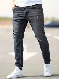 Yestin - Trendige Herren Jeans im angesagten Destroyed Look in Grau