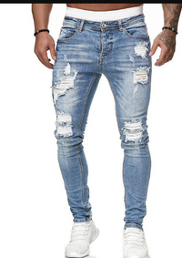 Yestin - Trendige Herren Jeans im angesagten Destroyed Look in Graphitfarbe